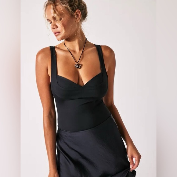 Black Tops - Free People Intimately Free Dusk to Dawn Bodysuit new with tags nwt XL black